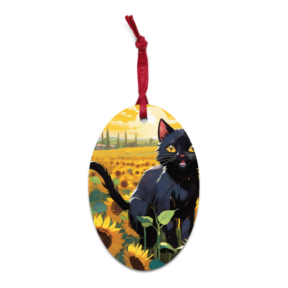 PugMug Custom Black Exotic Cat Wooden Ornament