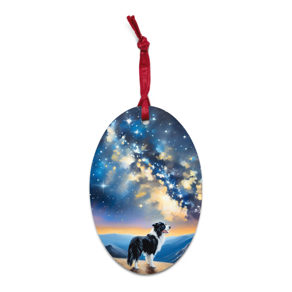 PugMug Custom Border Collie Wooden Ornament