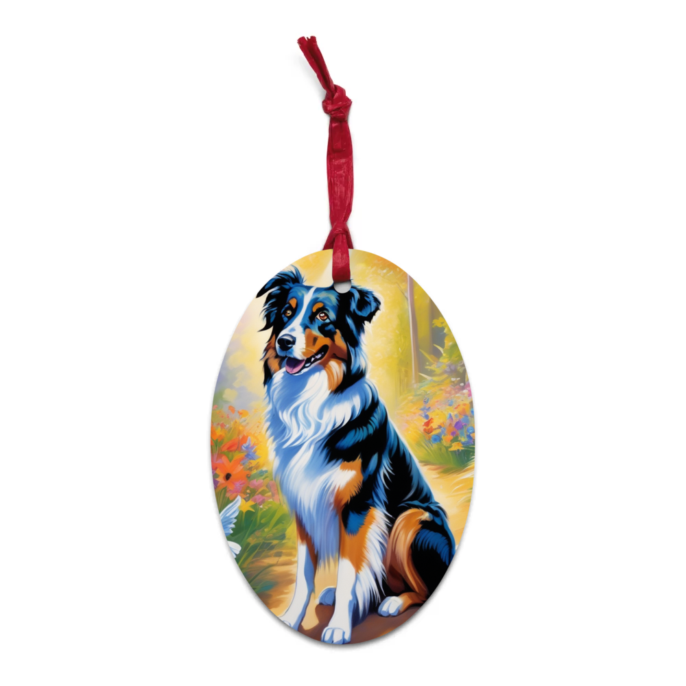 PugMug Custom Australian Shepherd Dog Wooden Ornament