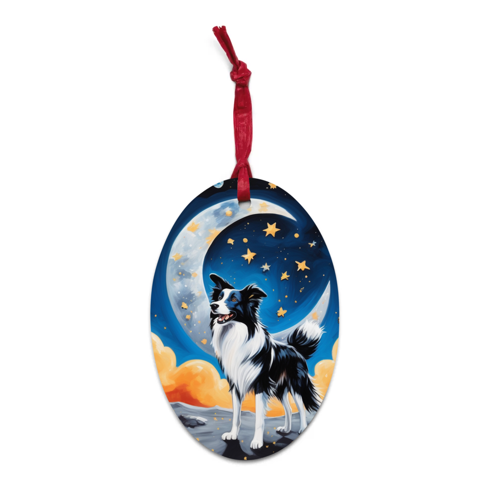 PugMug Custom Border Collie Wooden Ornament