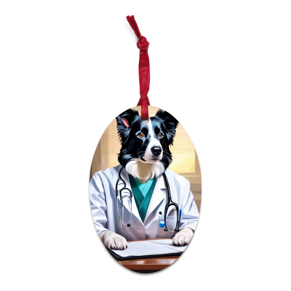 PugMug Custom Border Collie Wooden Ornament