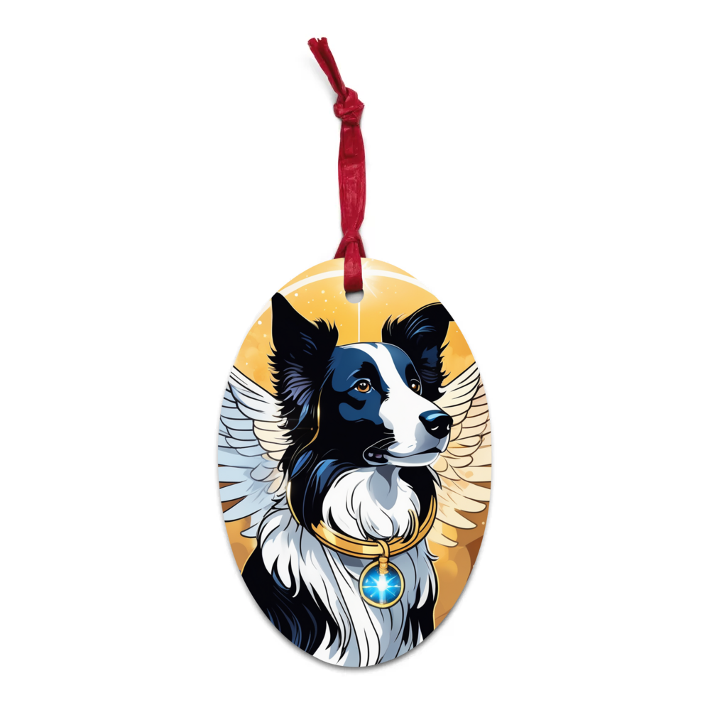 PugMug Custom Border Collie Wooden Ornament
