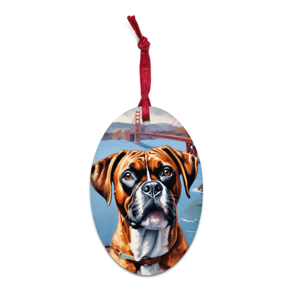PugMug Custom Boxer Dog Wooden Ornament