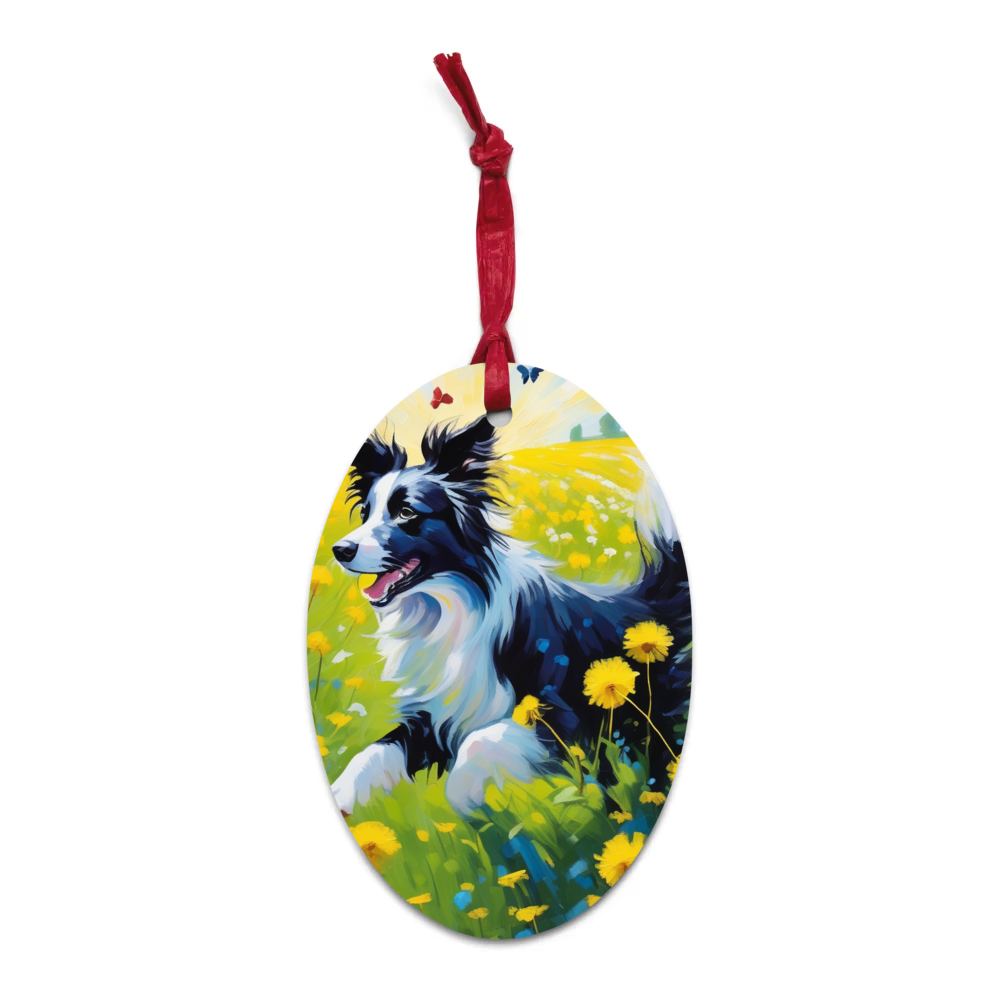 PugMug Custom Border Collie Wooden Ornament