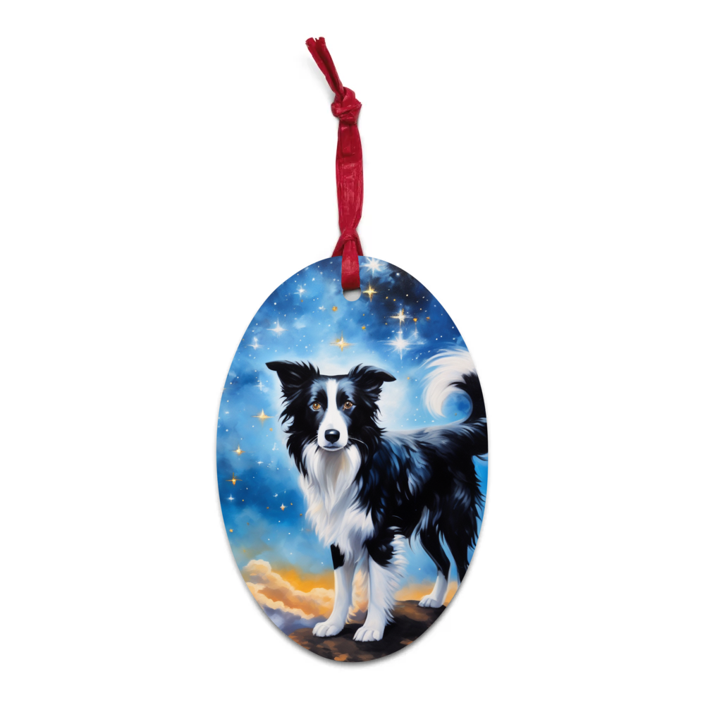 PugMug Custom Border Collie Wooden Ornament