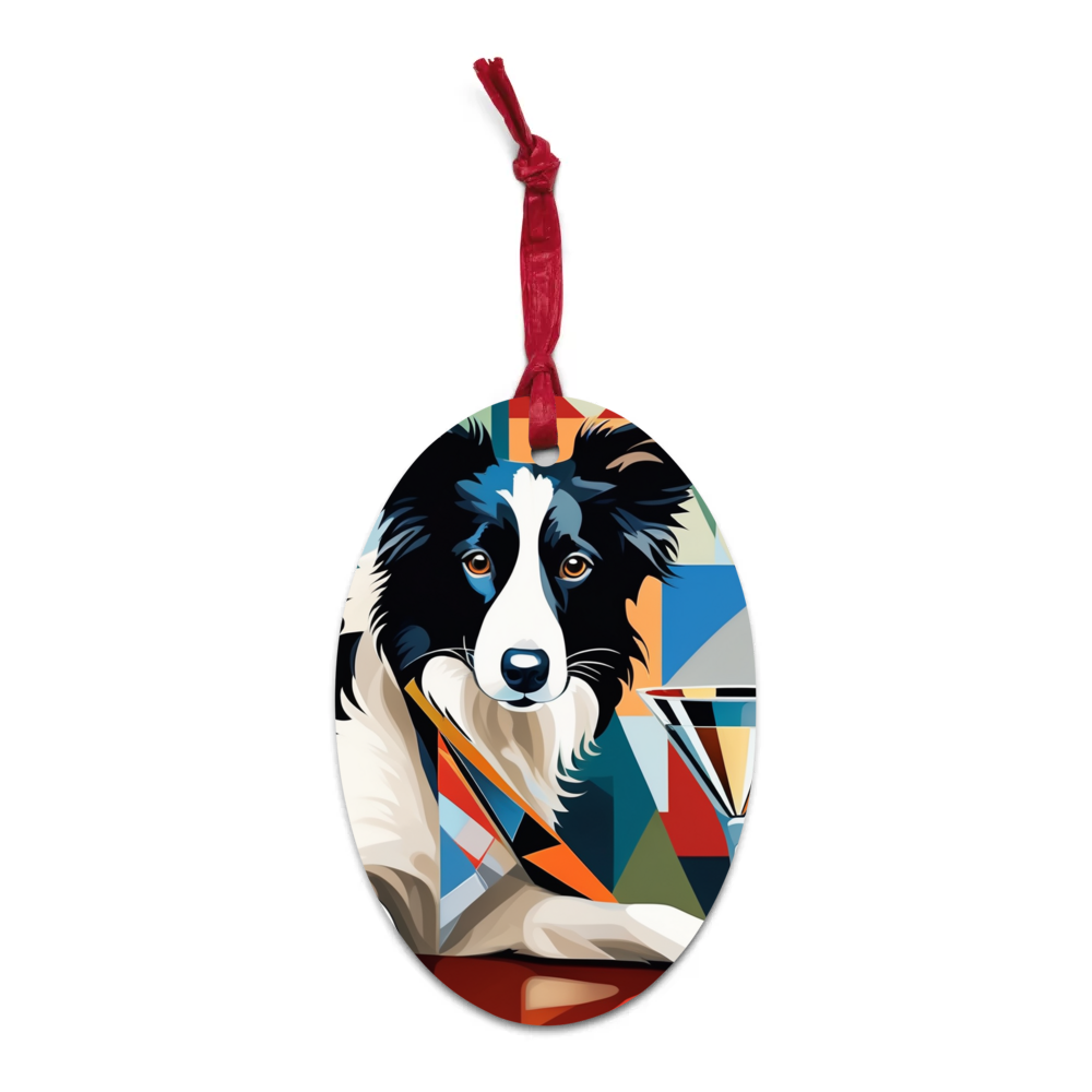 PugMug Custom Border Collie Wooden Ornament