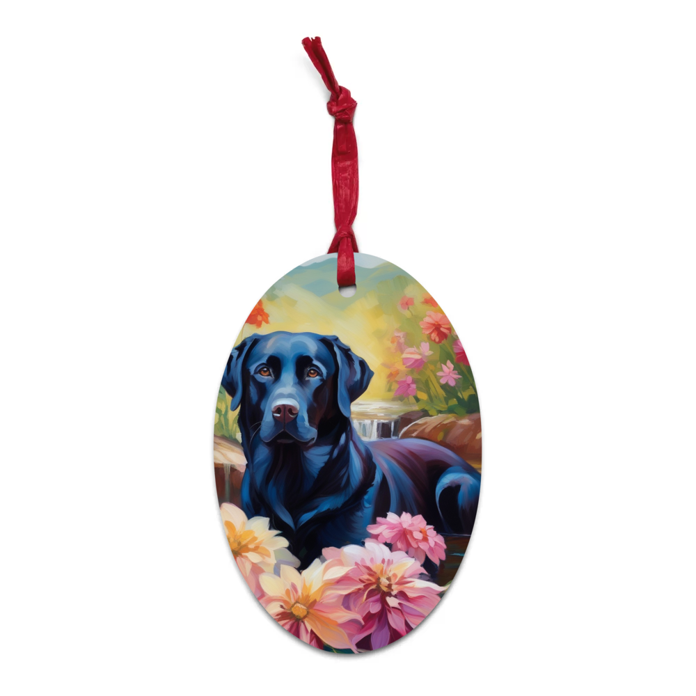 PugMug Custom Black Labrador Retriever Wooden Ornament