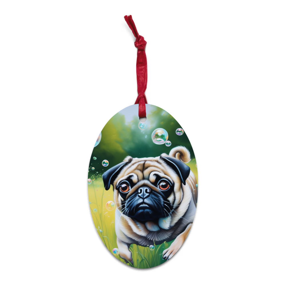 PugMug Custom Pug Wooden Ornament