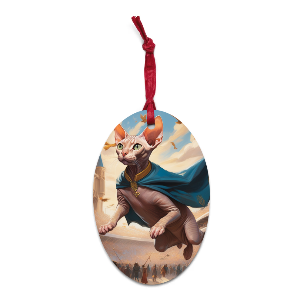 PugMug Custom Tabby Sphynx Cat Wooden Ornament