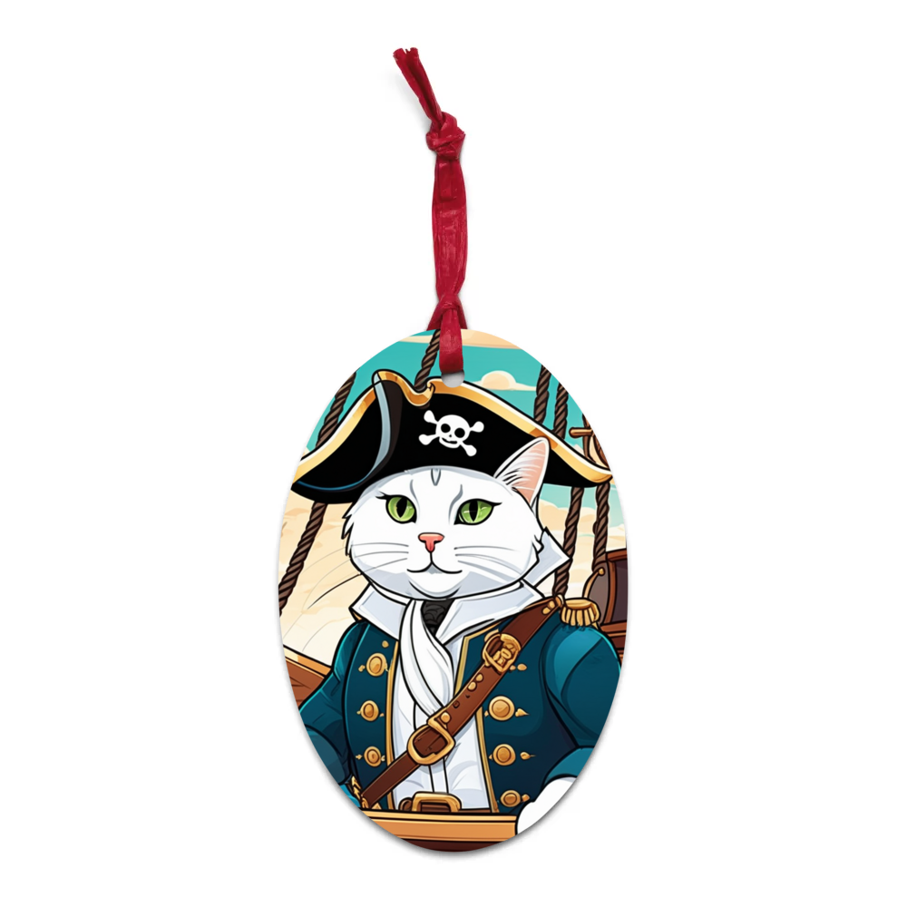 PugMug Custom White Companion Cat Wooden Ornament