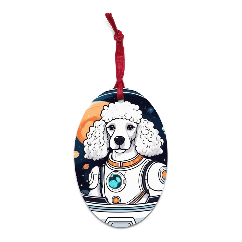 PugMug Custom White Poodle Wooden Ornament