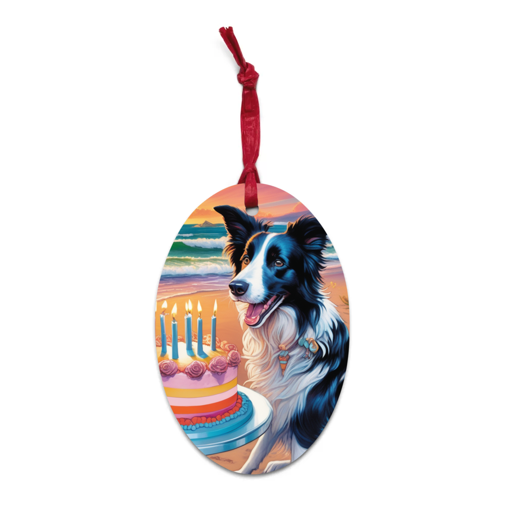 PugMug Custom Border Collie Wooden Ornament