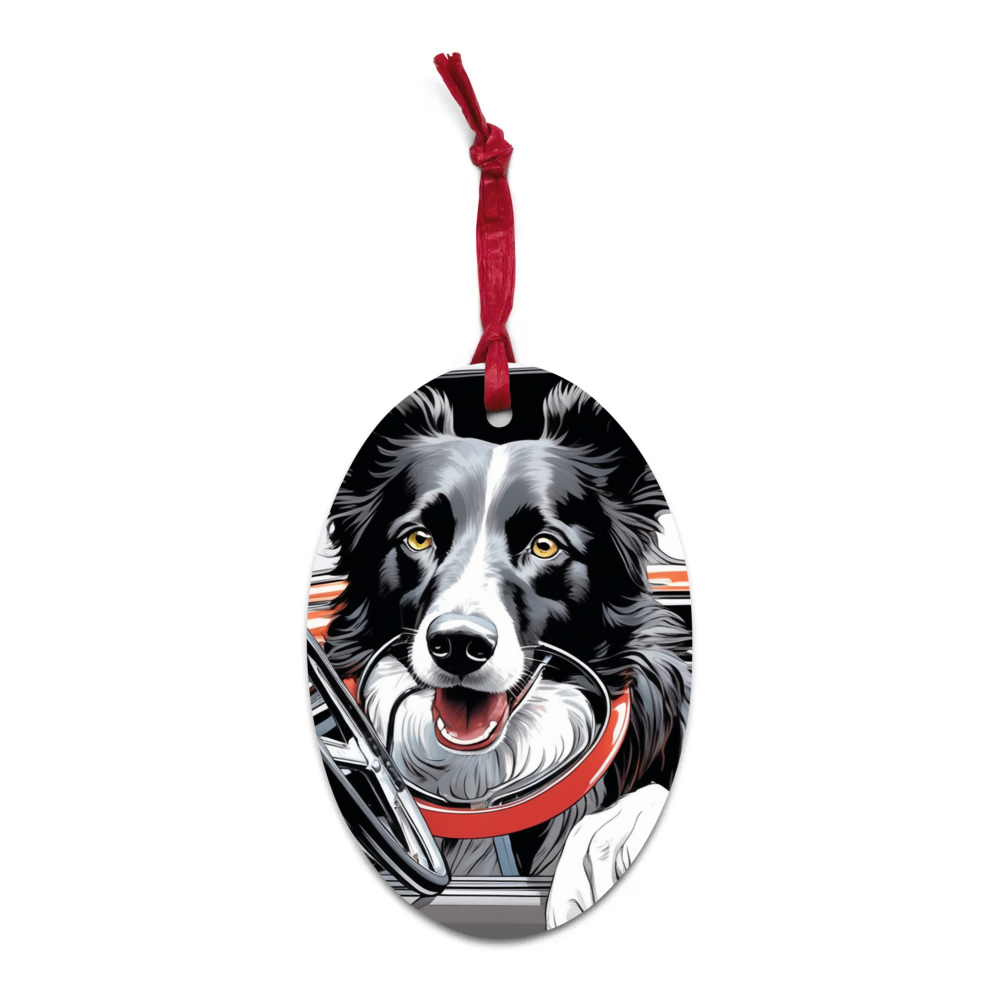 PugMug Custom Border Collie Wooden Ornament