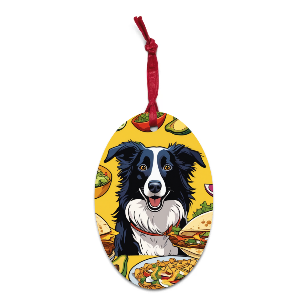 PugMug Custom Border Collie Wooden Ornament