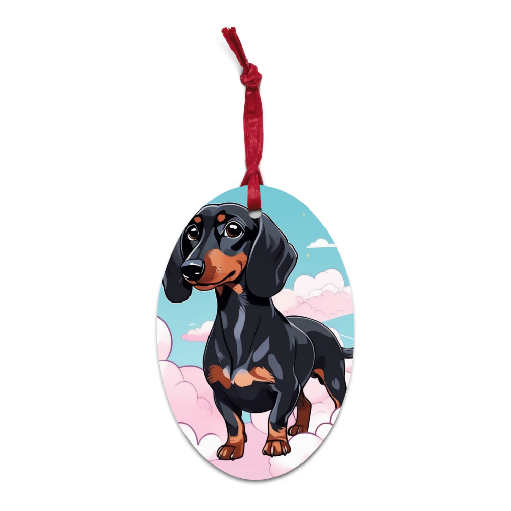 PugMug Custom Black Dachshund Wooden Ornament