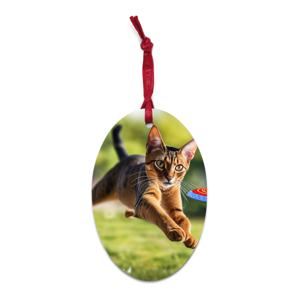 PugMug Custom Tabby Abyssinian Cat Wooden Ornament