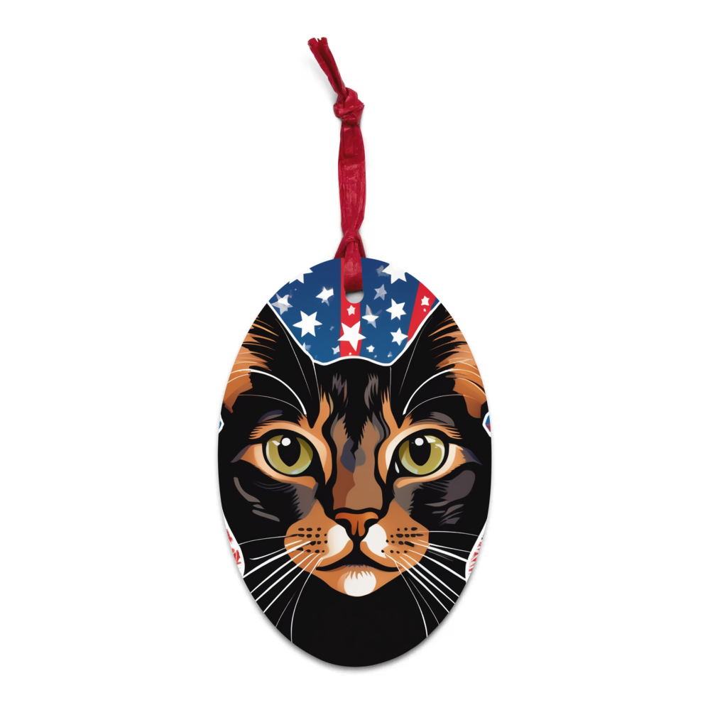 PugMug Custom Black Abyssinian Cat Wooden Ornament