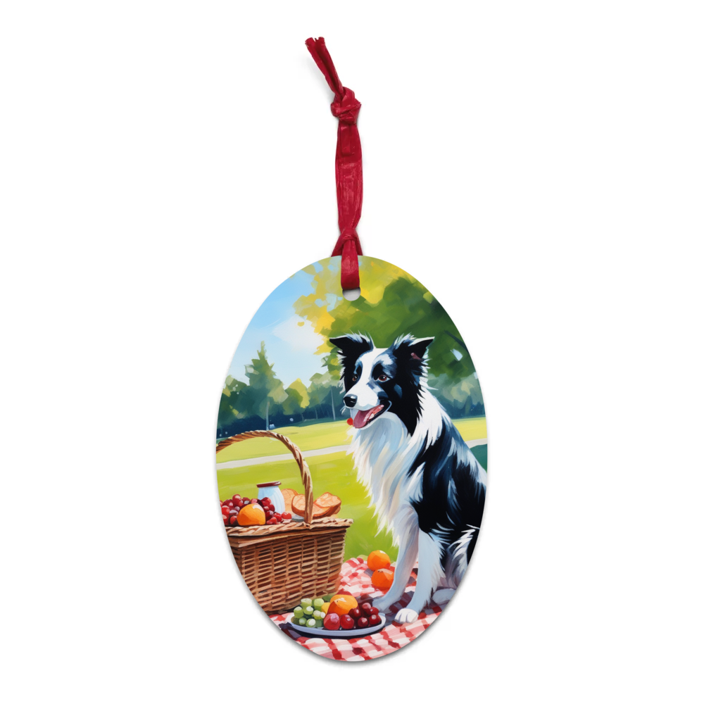 PugMug Custom Border Collie Wooden Ornament