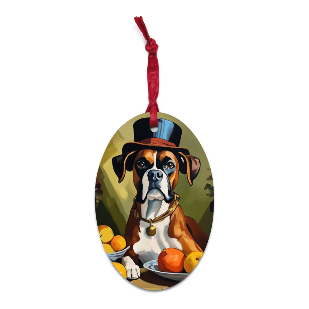 PugMug Custom Boxer Dog Wooden Ornament