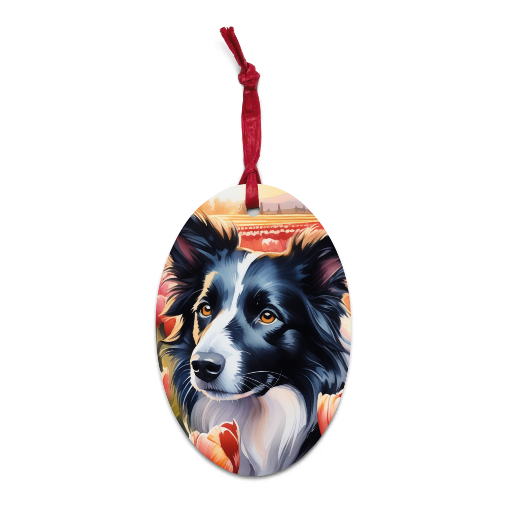 PugMug Custom Border Collie Wooden Ornament