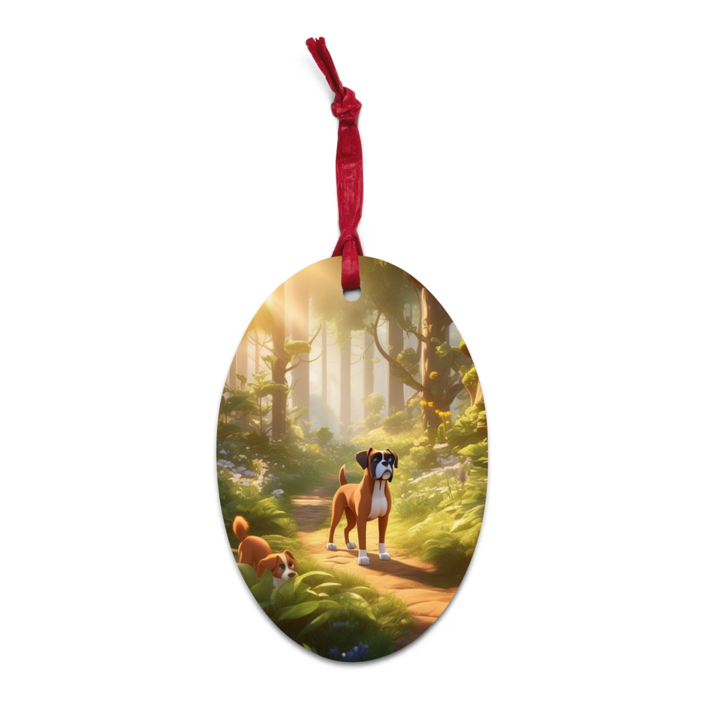 PugMug Custom Boxer Dog Wooden Ornament