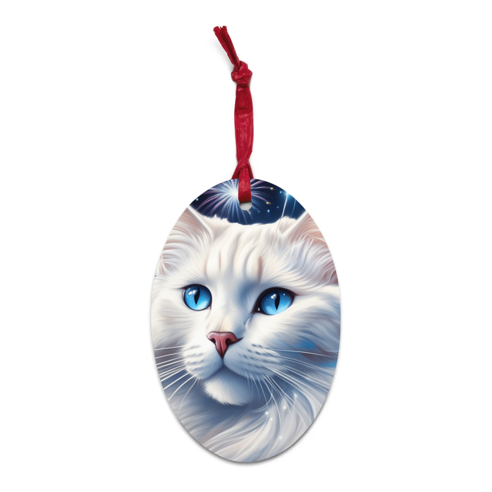 PugMug Custom White Ragdoll Cat Wooden Ornament