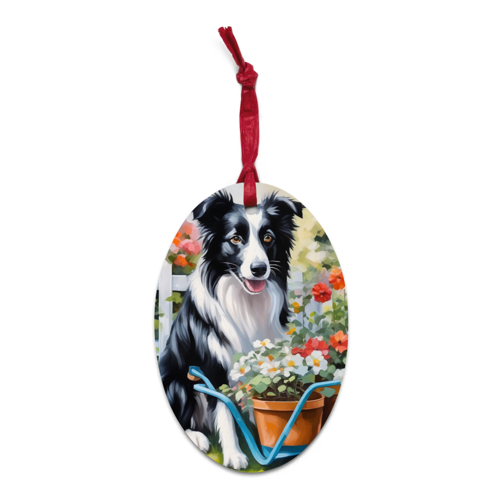 PugMug Custom Border Collie Wooden Ornament
