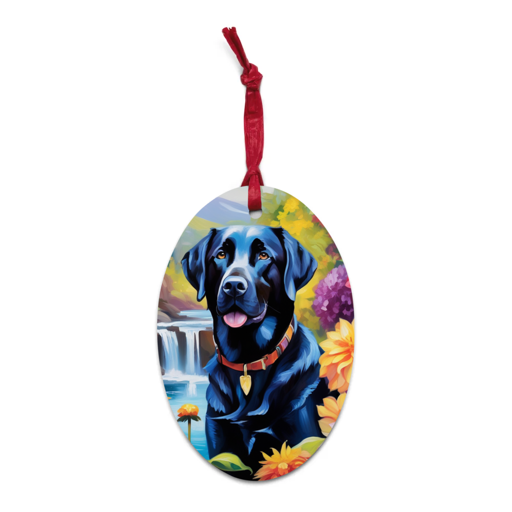 PugMug Custom Black Labrador Retriever Wooden Ornament