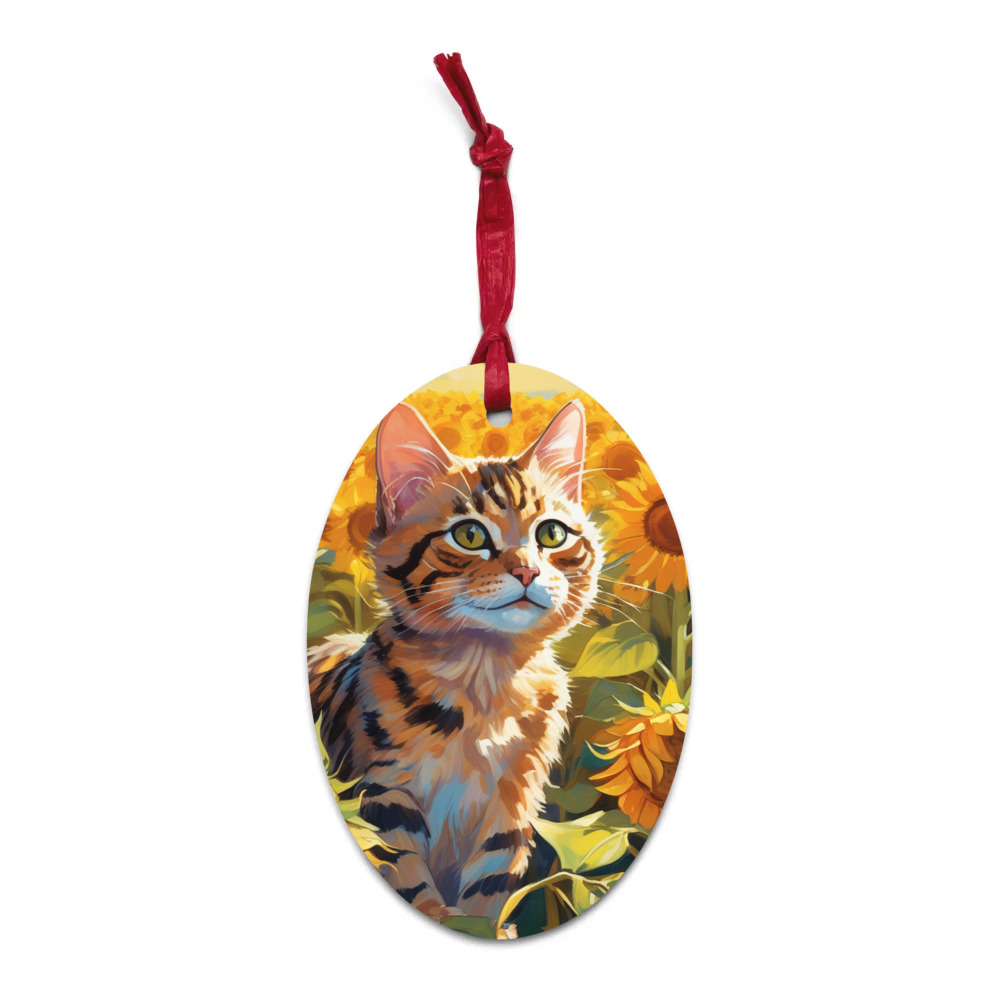 PugMug Custom Tabby Exotic Cat Wooden Ornament