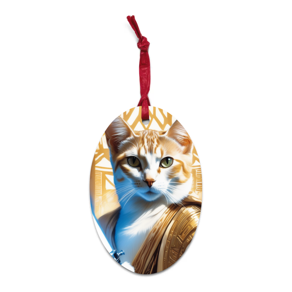 PugMug Custom White Abyssinian Cat Wooden Ornament