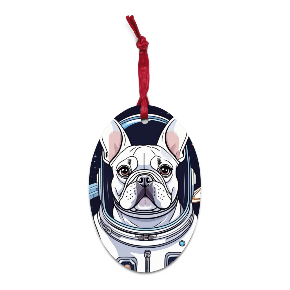 PugMug Custom White French Bulldog Wooden Ornament