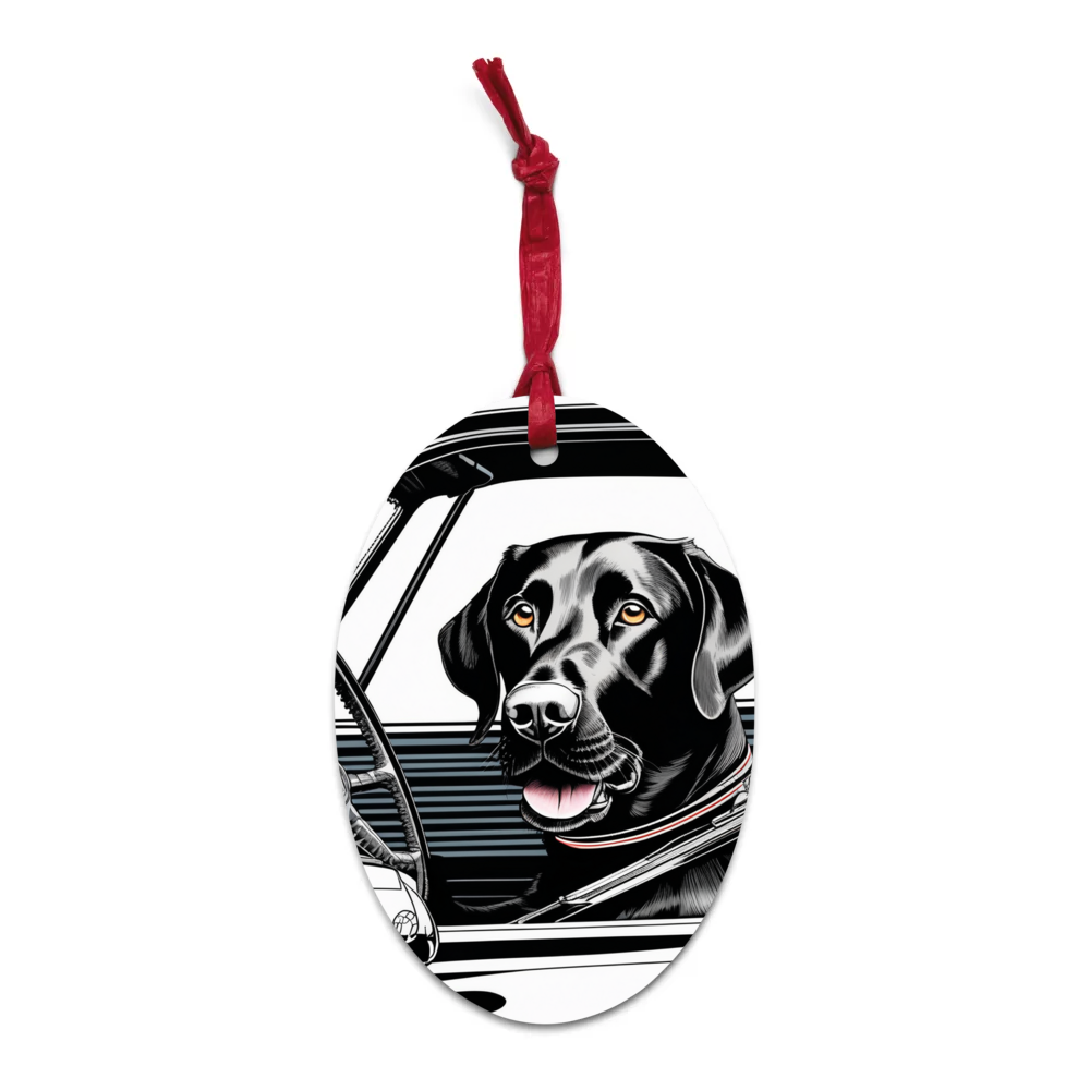 PugMug Custom Black Labrador Retriever Wooden Ornament