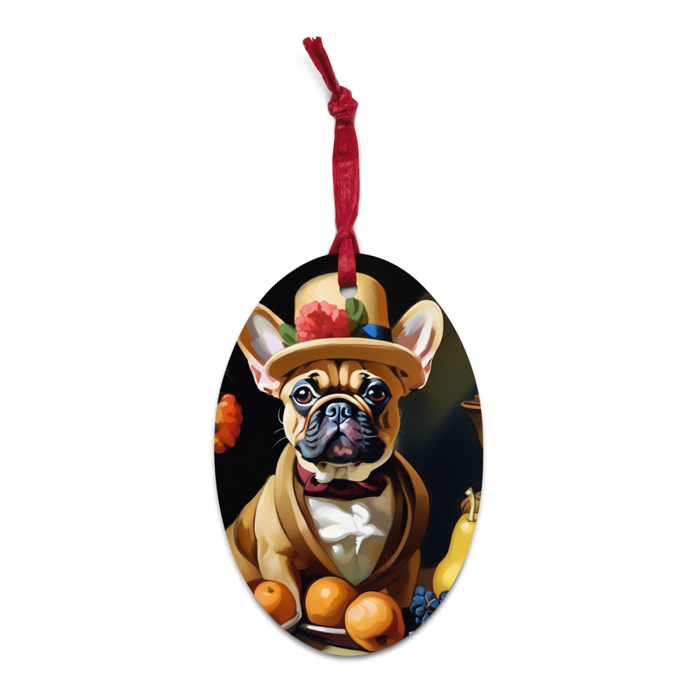 PugMug Custom Tan French Bulldog Wooden Ornament