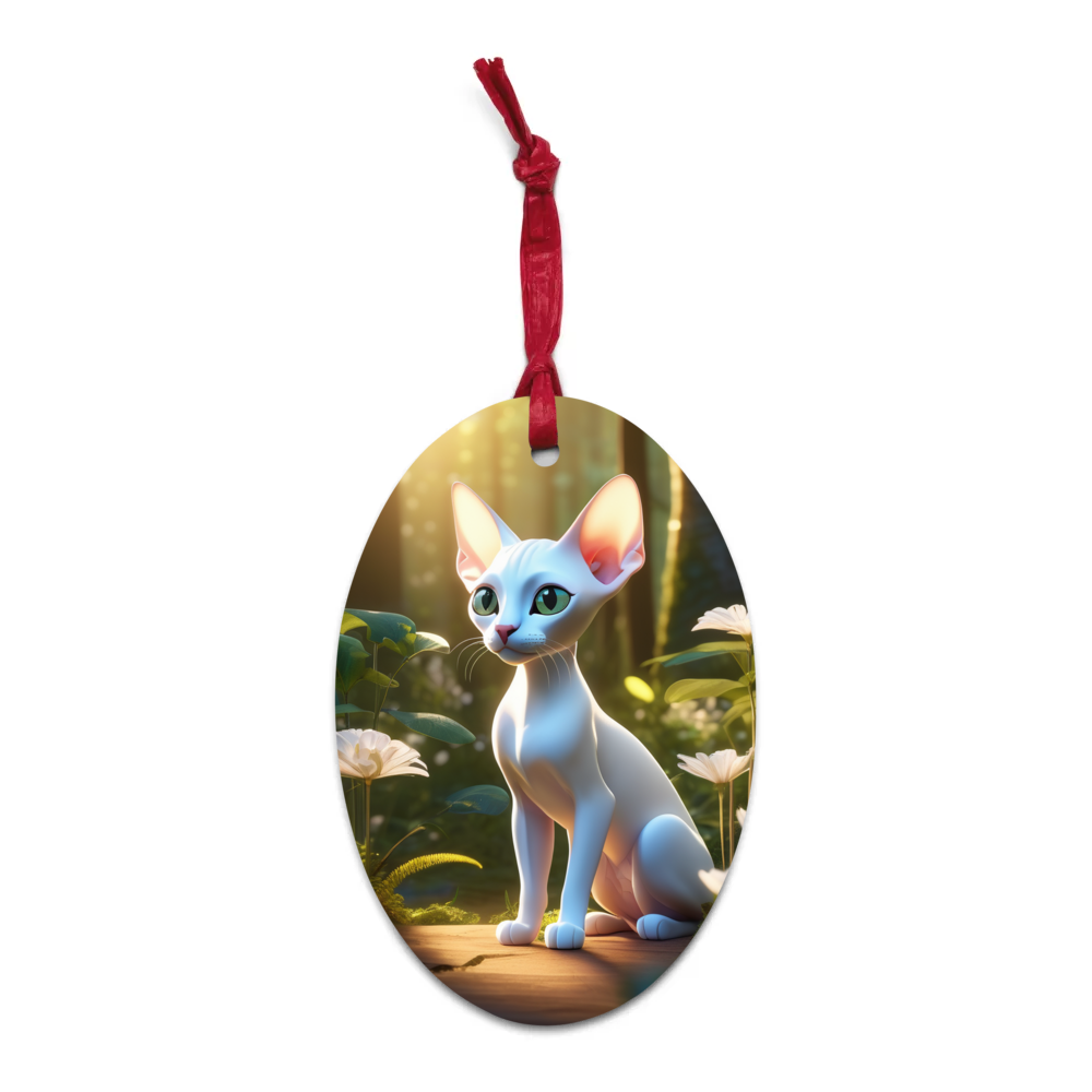 PugMug Custom White Sphynx Cat Wooden Ornament