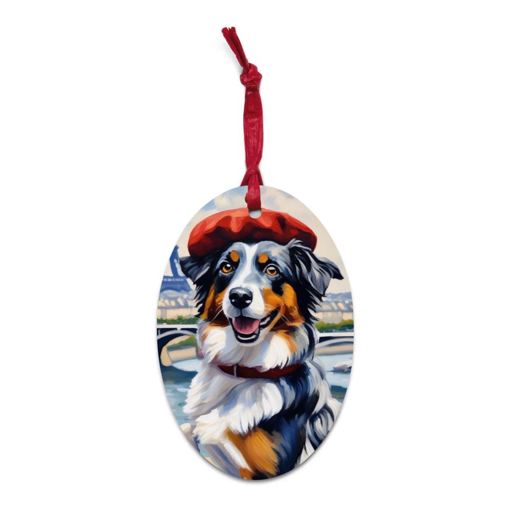 PugMug Custom Australian Shepherd Dog Wooden Ornament