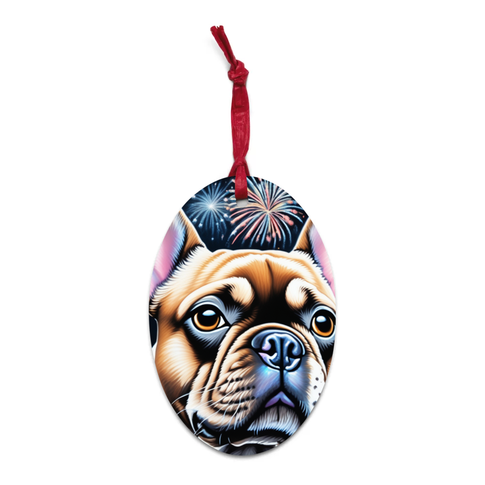 PugMug Custom Tan French Bulldog Wooden Ornament