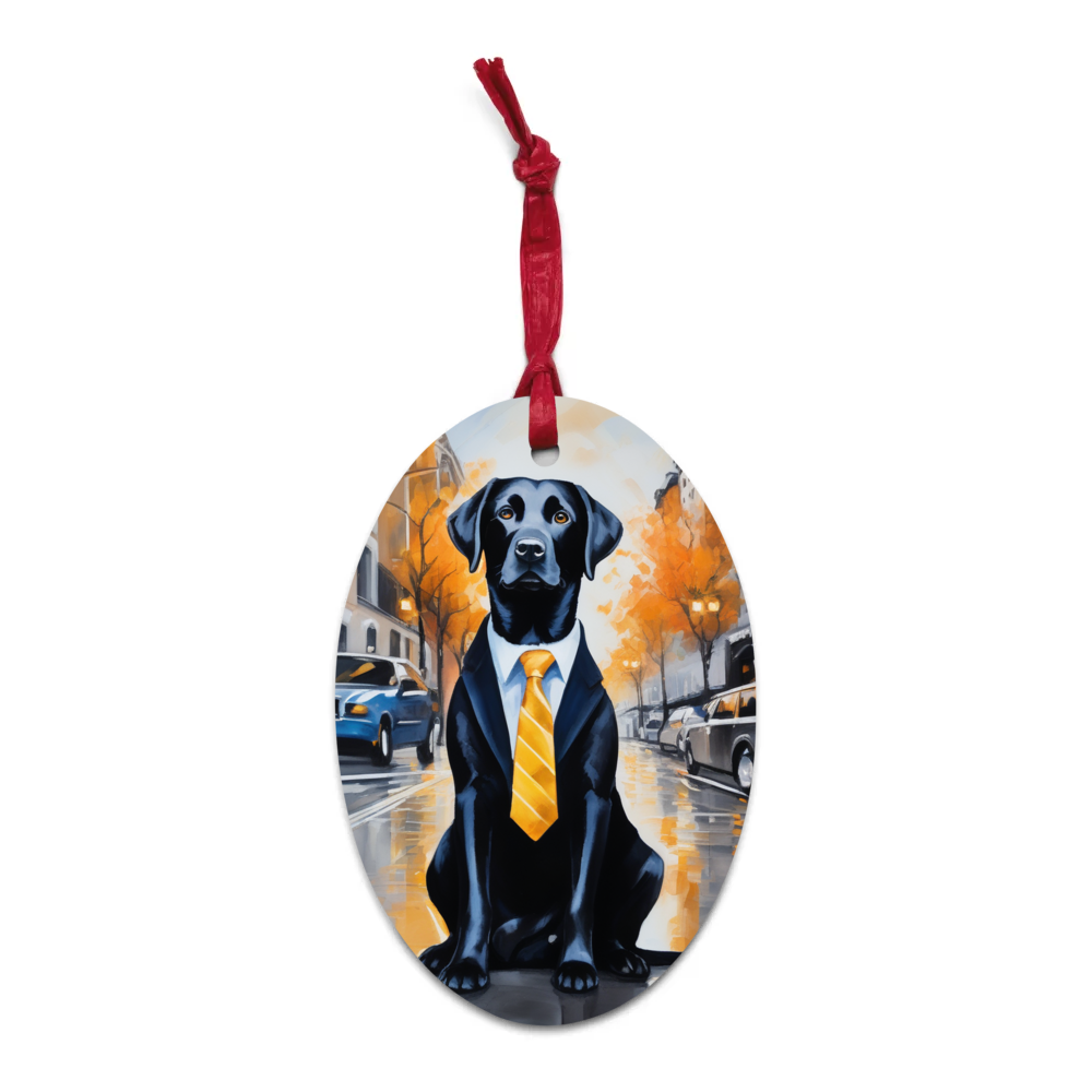 PugMug Custom Black Labrador Retriever Wooden Ornament