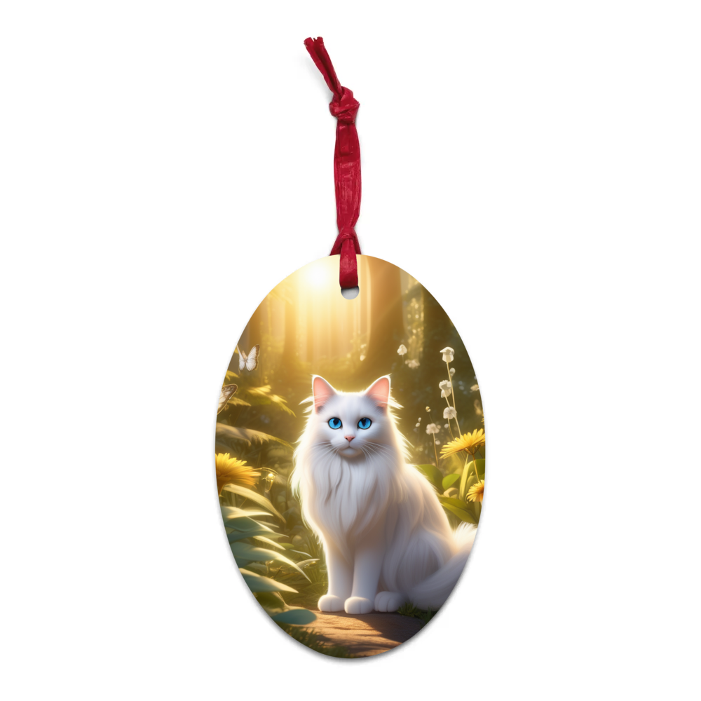 PugMug Custom White Ragdoll Cat Wooden Ornament