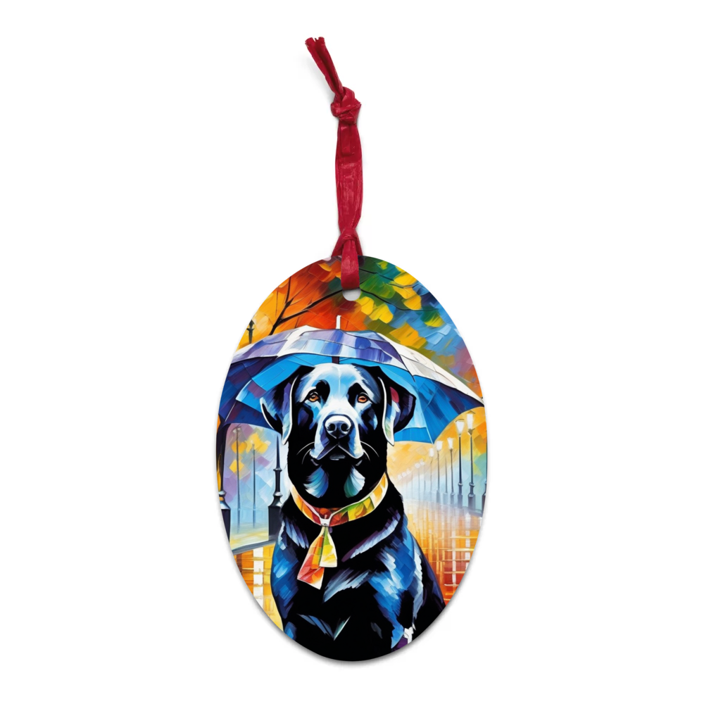 PugMug Custom Black Labrador Retriever Wooden Ornament