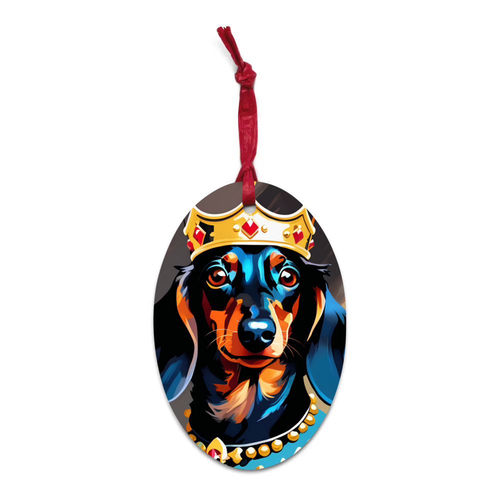 PugMug Custom Black Dachshund Wooden Ornament