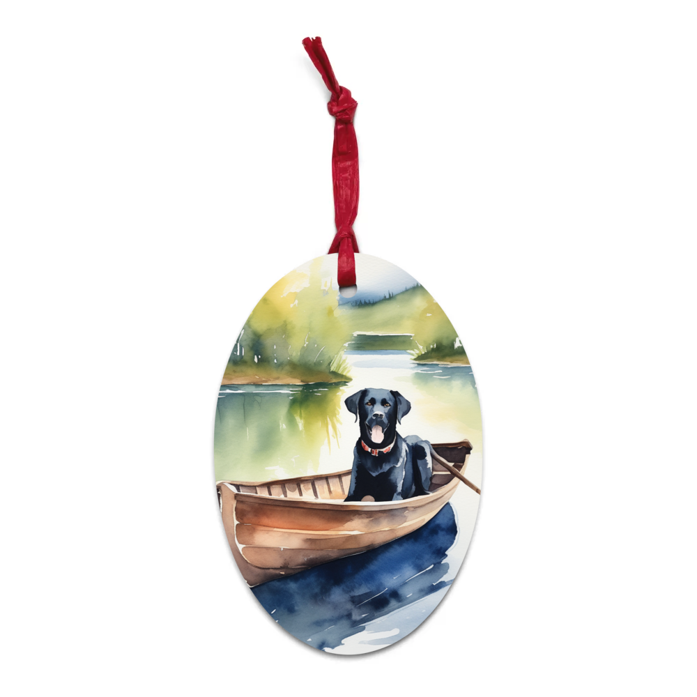 PugMug Custom Black Labrador Retriever Wooden Ornament