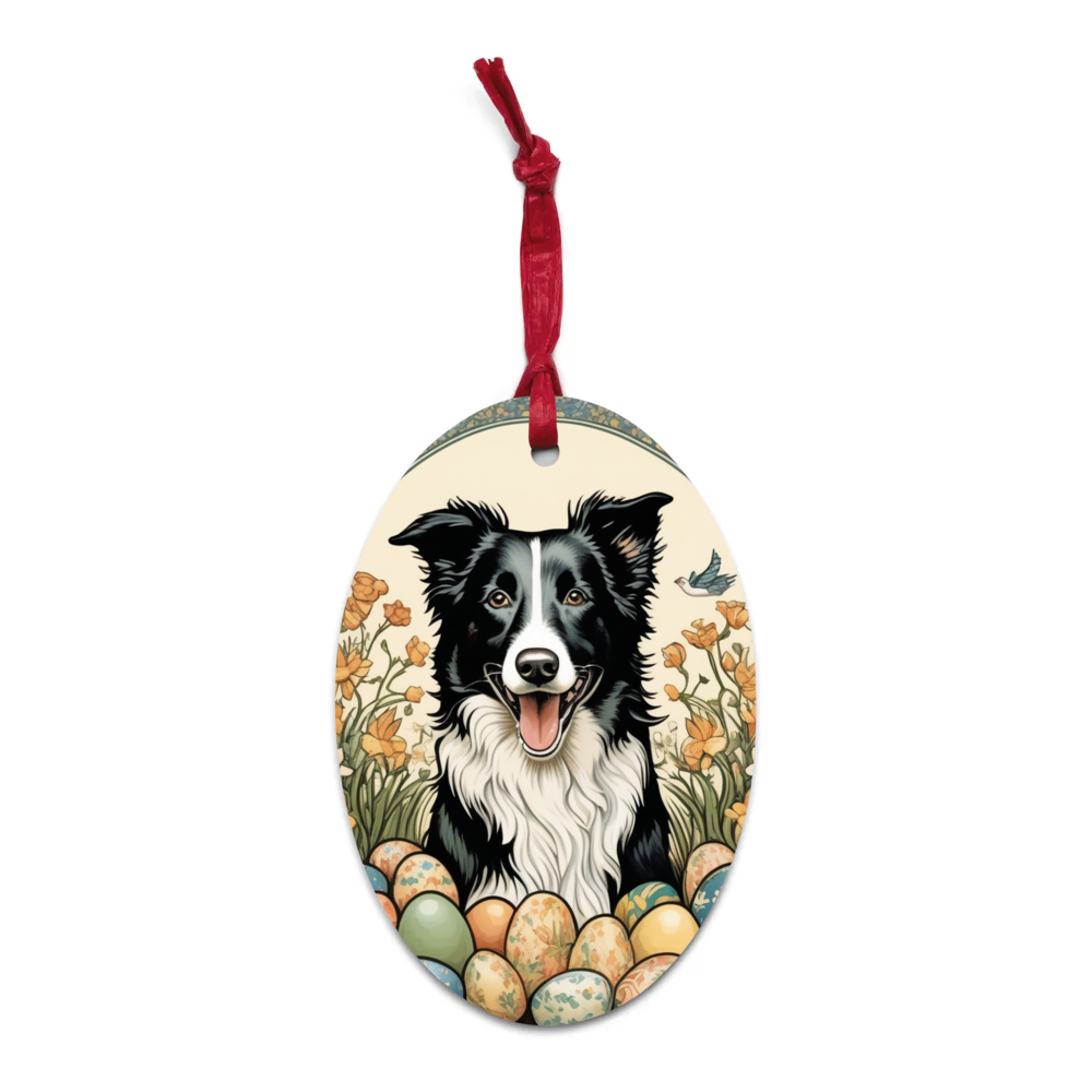 PugMug Custom Border Collie Wooden Ornament