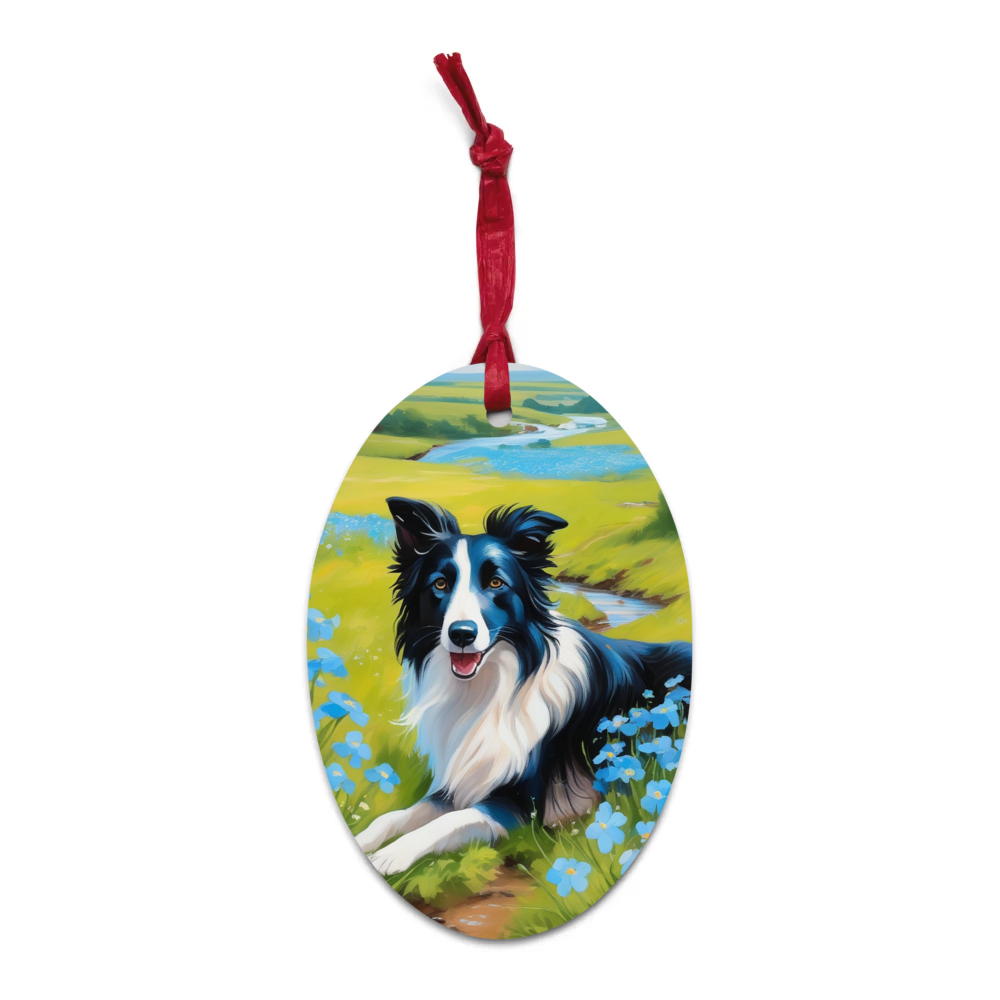 PugMug Custom Border Collie Wooden Ornament