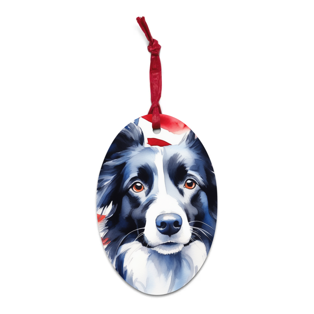 PugMug Custom Border Collie Wooden Ornament