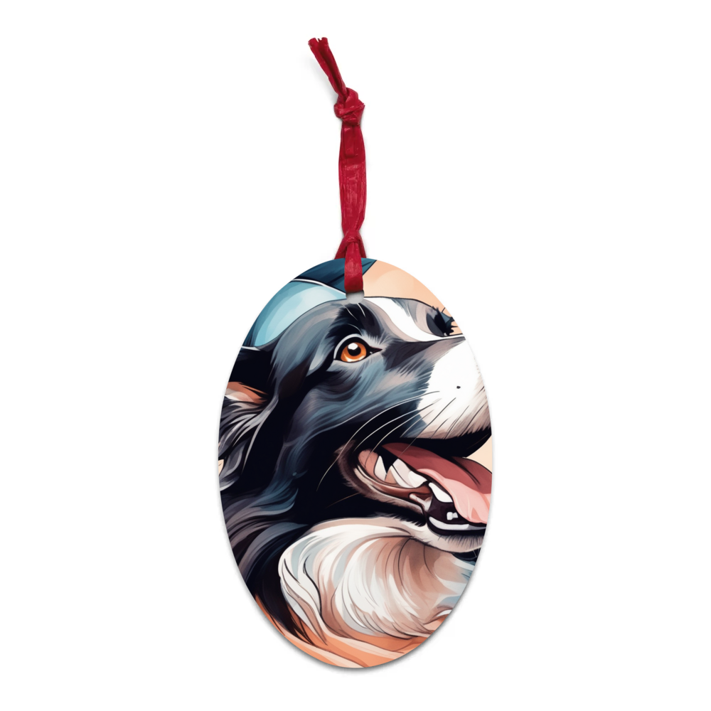 PugMug Custom Border Collie Wooden Ornament
