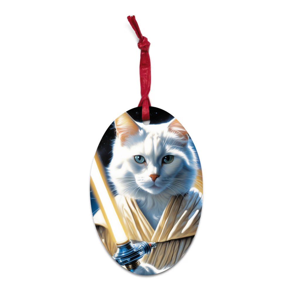PugMug Custom White Companion Cat Wooden Ornament