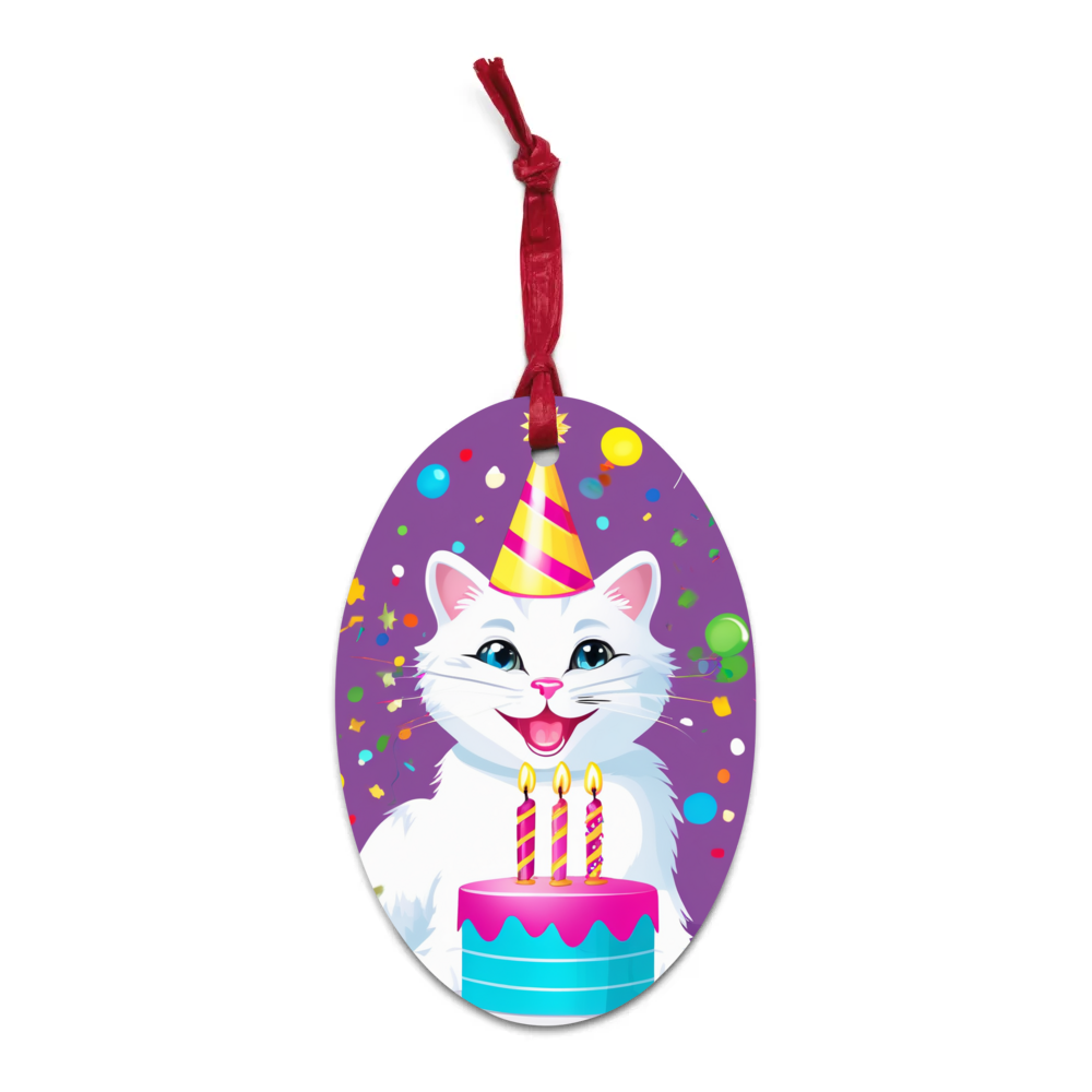 PugMug Custom White Companion Cat Wooden Ornament