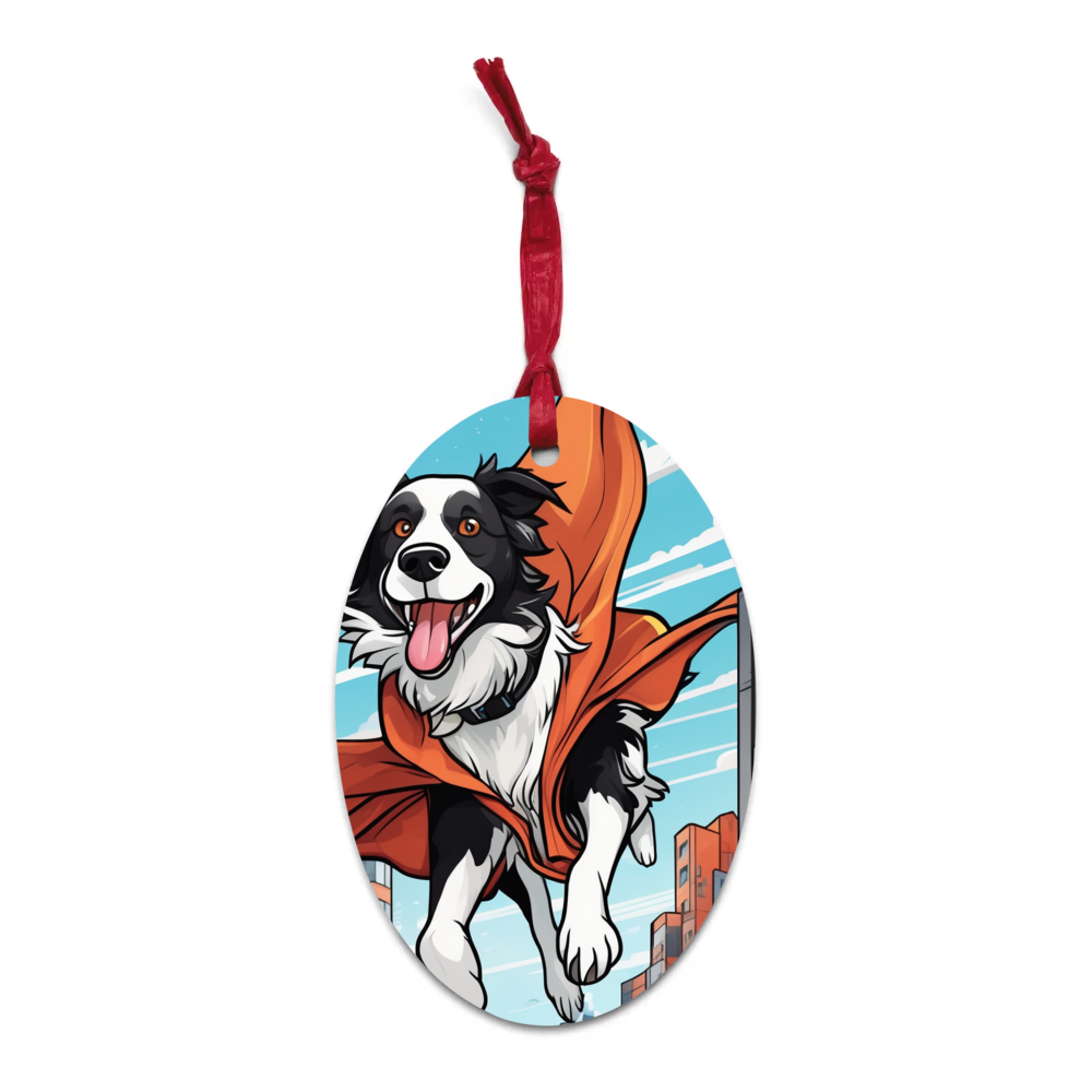PugMug Custom Border Collie Wooden Ornament