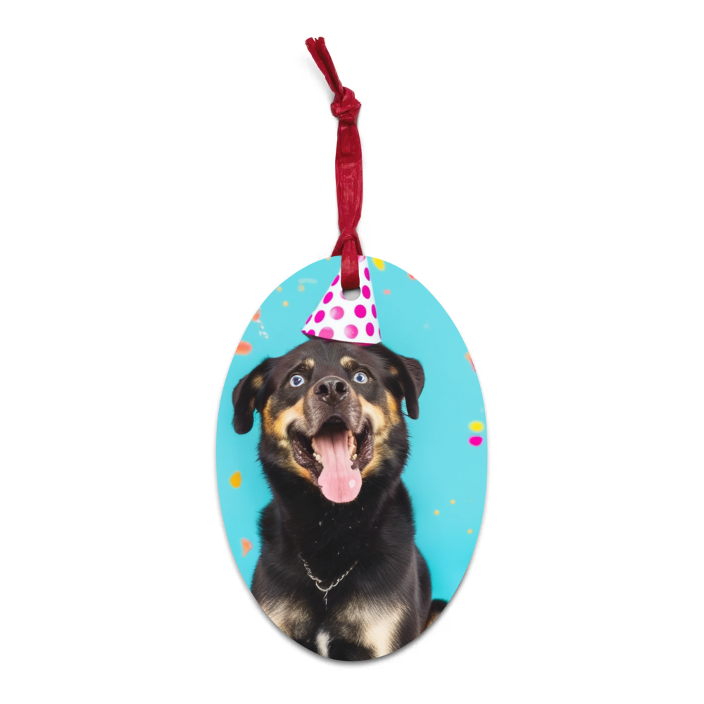 PugMug Custom Blue Wooden Ornament