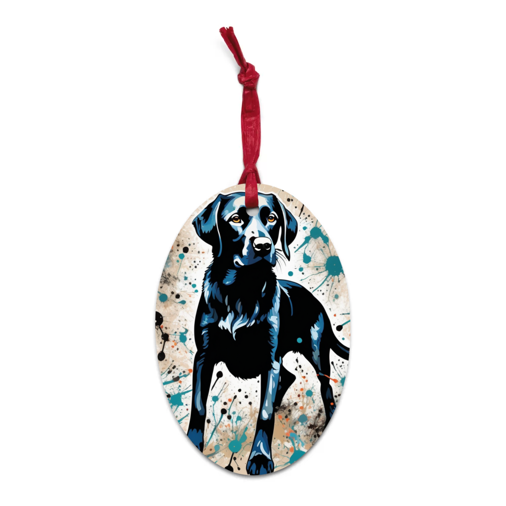 PugMug Custom Black Labrador Retriever Wooden Ornament